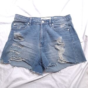 Ban Jara | Blue distressed ripped jeans women's short
